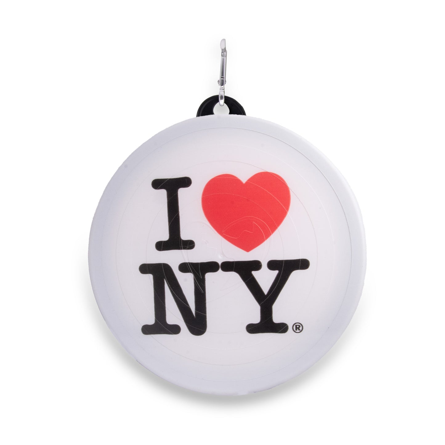 image shows a Flower Power Collapsible Pet Bowl by Axel Roze Pets with the "I Love NY" logo on it